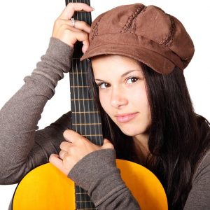 acoustic guitar, cute, female