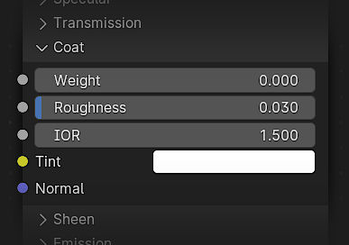 Coat in Principled BSDF in Blender 4.0