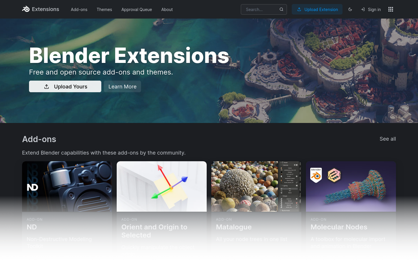 Blender Extensions Platform website.