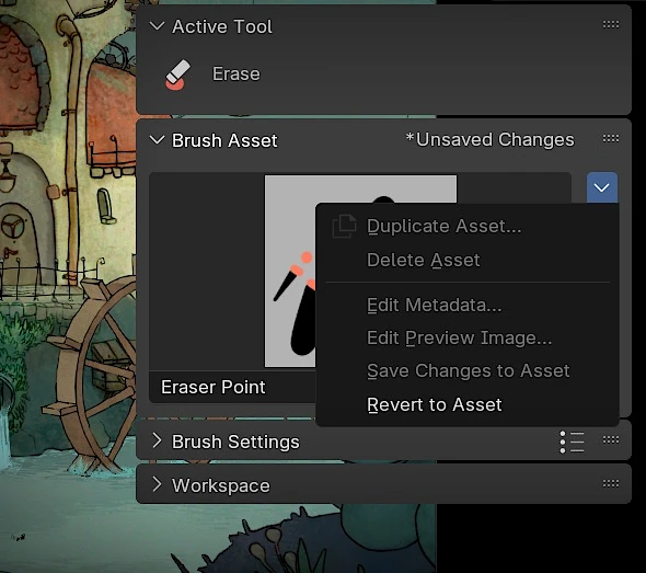 Brush Asset menu