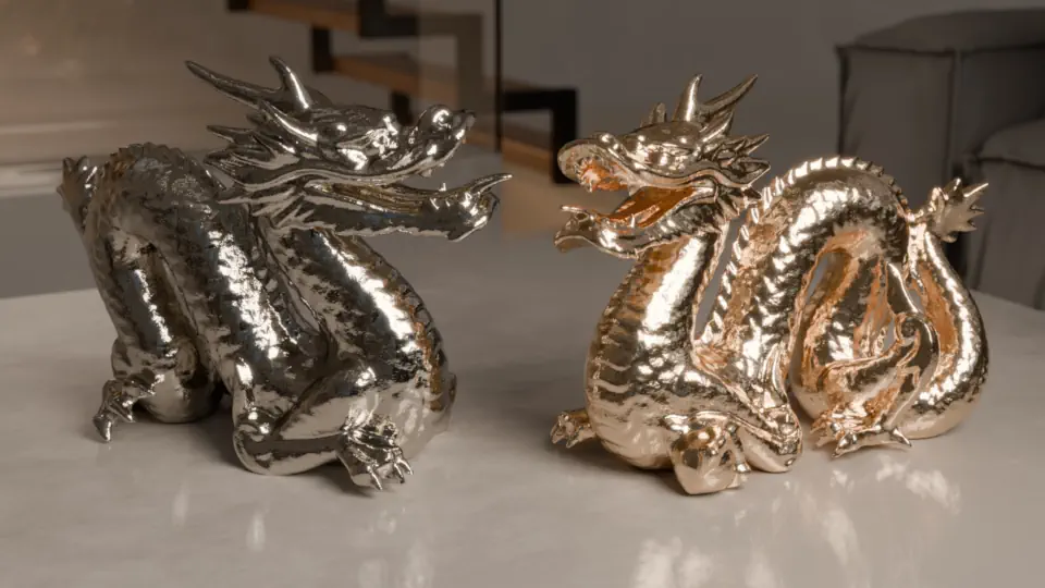 Metallic BSDF recreating Nickel and Copper materials